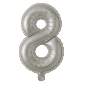 GLOBO METALIZADO NUMERO 8 PLATEADO 80cm